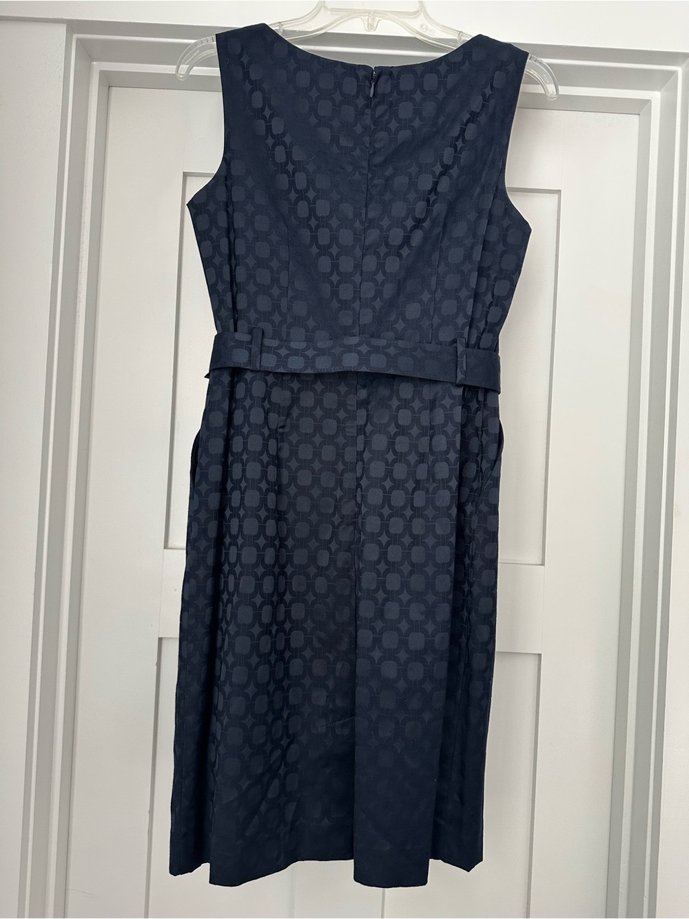 Banana Republic Navy Jacquard Belted Sheath Dress - Picture 2 of 5